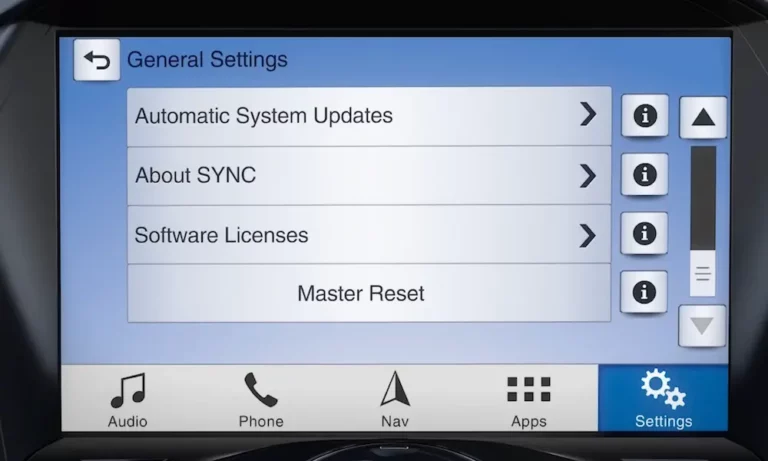 Ford Sync Master Reset Not Working