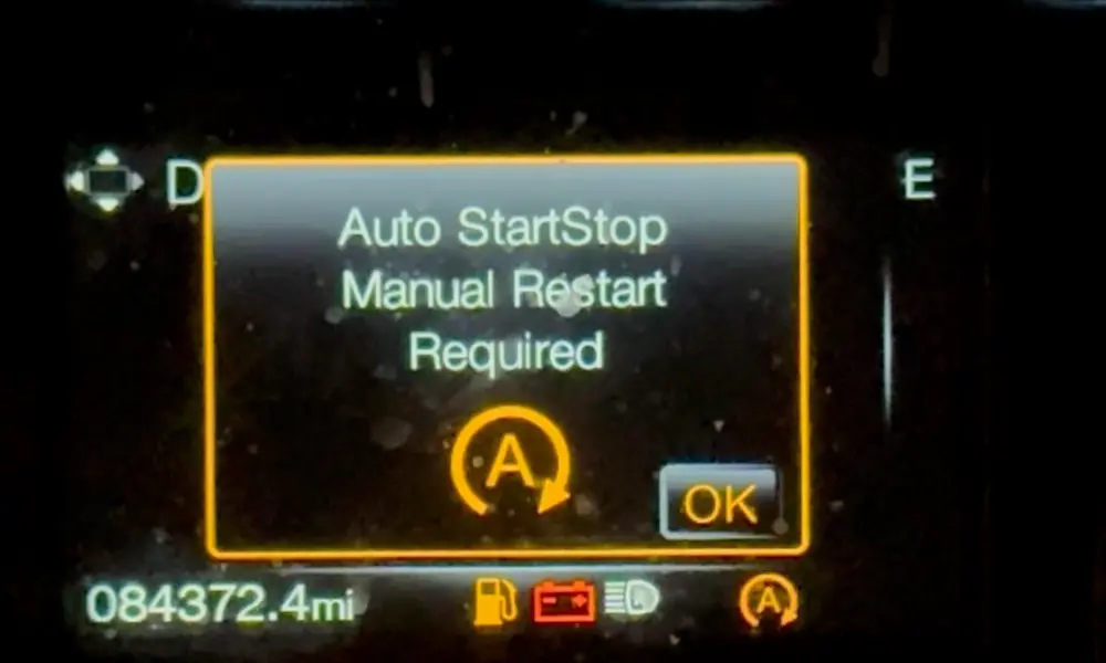 Ford Auto Start-Stop Manual Restart Required