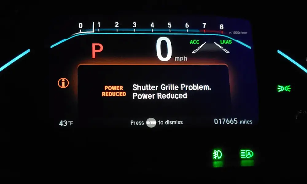 Honda Shutter Grille Problem Power Reduced