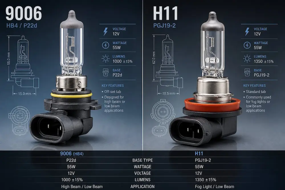 9006 vs H11 Bulb